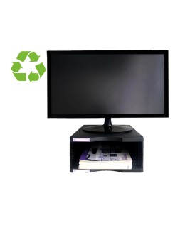 Soporte archivo 2000 para monitor poliester 100% reciclado compartimento a4 y folio negro 360x300x145 mm