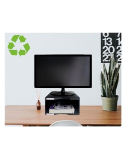 Soporte archivo 2000 para monitor poliester 100% reciclado compartimento a4 y folio negro 360x300x145 mm