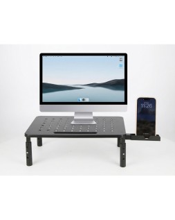 Soporte q-connect para monitor metalico regulable en altura con soporte para movil 371x235x145 mm