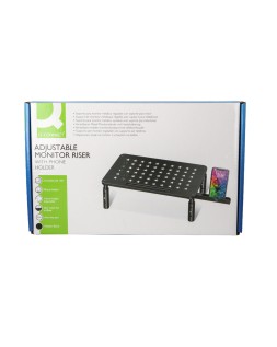 Soporte q-connect para monitor metalico regulable en altura con soporte para movil 371x235x145 mm