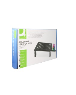 Soporte q-connect para monitor metalico regulable en altura con soporte para movil 371x235x145 mm