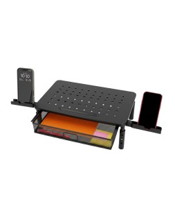 Soporte q-connect para monitor metalico regulable en altura con cajon y dos soportes para movil