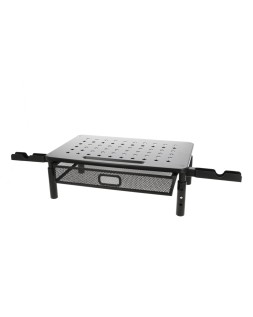 Soporte q-connect para monitor metalico regulable en altura con cajon y dos soportes para movil
