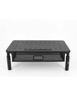 Soporte q-connect para monitor metalico regulable en altura con cajon y dos soportes para movil
