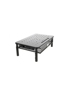 Soporte q-connect para monitor metalico regulable en altura con cajon y dos soportes para movil