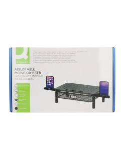 Soporte q-connect para monitor metalico regulable en altura con cajon y dos soportes para movil