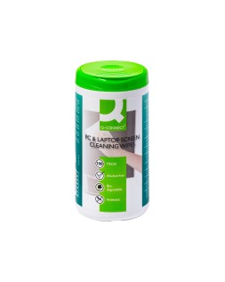 Toallitas q-connect limpiadora de pantallas y teclados bote de 100 unidades