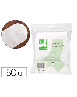 Sobre para cd q-connect con ventana transparente y solapa pack de 50 unidades