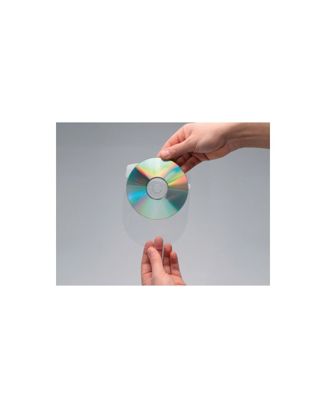 Funda autoadhesiva para cd q-connect con solapa pack de 10 unidades