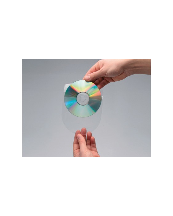 Funda autoadhesiva para cd q-connect con solapa pack de 10 unidades