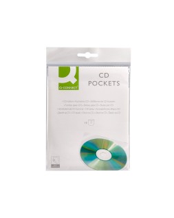 Funda autoadhesiva para cd q-connect con solapa pack de 10 unidades