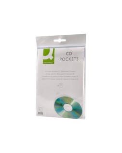 Funda autoadhesiva para cd q-connect con solapa pack de 10 unidades