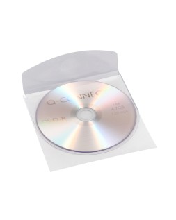 Funda autoadhesiva para cd q-connect con solapa pack de 10 unidades