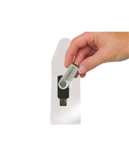 Funda autoadhesiva q-connect para memorias usb capacidad para 10 unidades 52,5x 90 mm