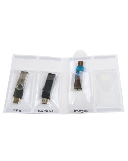 Funda autoadhesiva q-connect para memorias usb capacidad para 10 unidades 52,5x 90 mm