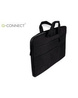Funda para portatil q-connect 15,6" con asas retractiles cremallera 3 bolsillos exteriores negro