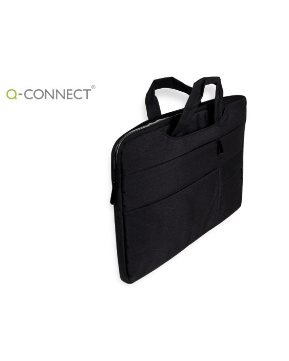 Funda para portatil q-connect 15,6" con asas retractiles cremallera 3 bolsillos exteriores negro
