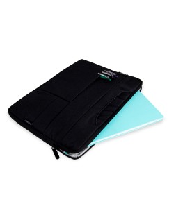 Funda para portatil q-connect 15,6" con asas retractiles cremallera 3 bolsillos exteriores negro