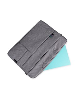 Funda para portatil q-connect 15,6" con asas retractiles cremallera 3 bolsillos exteriores gris