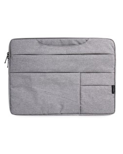 Funda para portatil q-connect 15,6" con asas retractiles cremallera 3 bolsillos exteriores gris