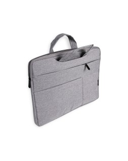 Funda para portatil q-connect 15,6" con asas retractiles cremallera 3 bolsillos exteriores gris