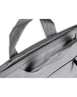 Funda para portatil q-connect 15,6" con asas retractiles cremallera 3 bolsillos exteriores gris