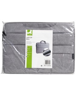 Funda para portatil q-connect 15,6" con asas retractiles cremallera 3 bolsillos exteriores gris