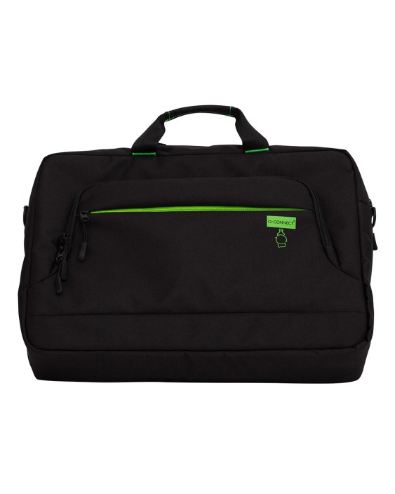 Maletin para portatil q-connect 17,2" negro 1 asa 2 bolsillos exteriores polietileno reciclado