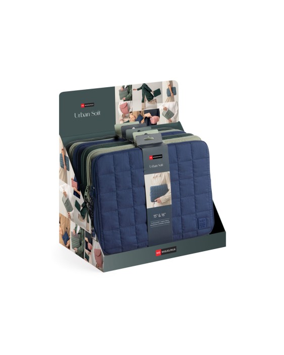 Funda para portatil 15"/16" miquelrius urban soft expositor de 6 unidades colores surtidos