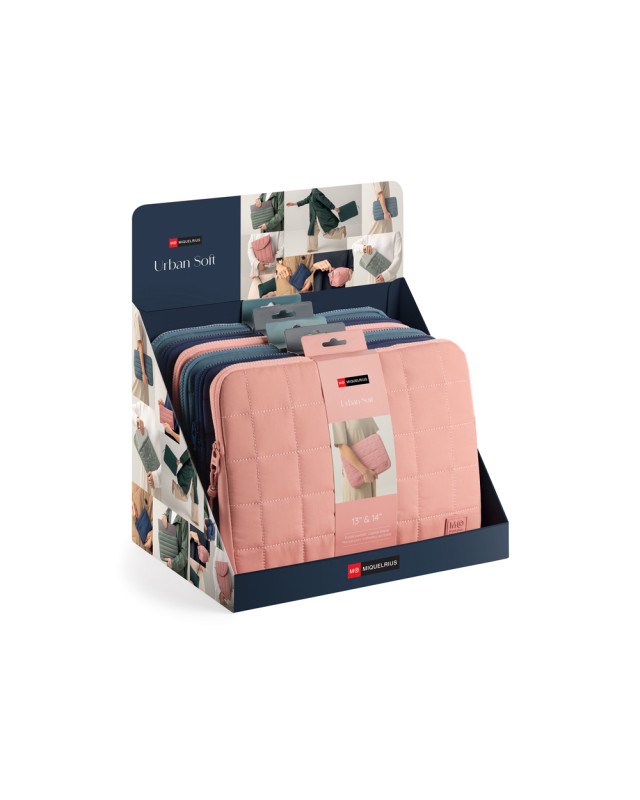 Funda para portatil 13"/14" miquelrius urban soft expositor de 6 unidades colores surtidos