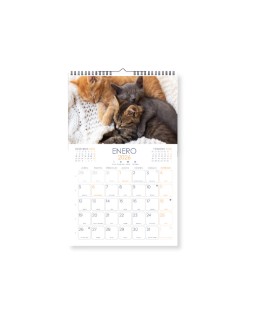 Calendario espiral pared liderpapel imagenes gatos 2026 para escribir 25x40 cm papel 157 g