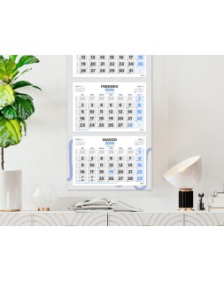 Calendario pared liderpapel 3 meses vistas 2026 plegable 33x70 cm papel 90 gr