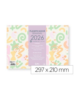 Planning semanal liderpapel joven 2026 29,7x21 cm din a4 con pegatinas papel 104 gr