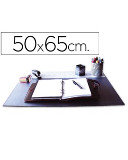 Vade sobremesa q-connect negro con solapas transparentes 50x63 cm