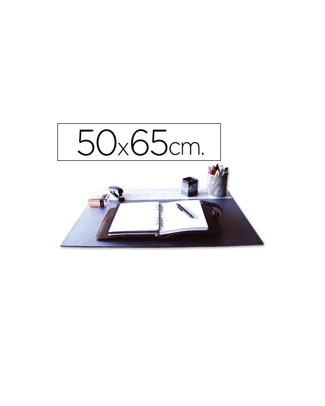 Vade sobremesa q-connect negro con solapas transparentes 50x63 cm
