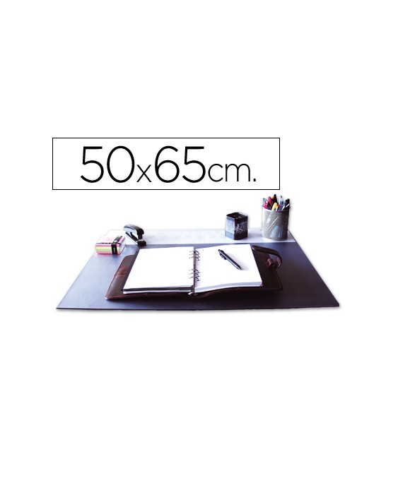 Vade sobremesa q-connect negro con solapas transparentes 50x63 cm