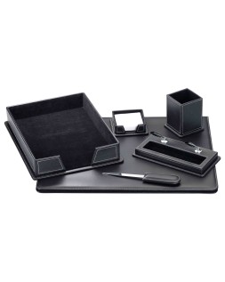 Escribania sobremesa q-connect similpiel negro juego de 6 piezas