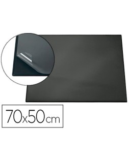 Vade sobremesa durable negro con tapa transparente 70x50 cm