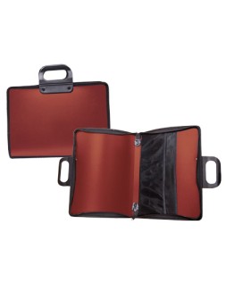 Cartera portadocumentos liderpapel roja con asa y cremallera 400x45x300 mm
