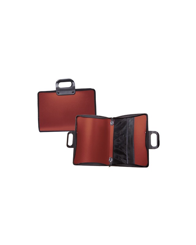 Cartera portadocumentos liderpapel roja con asa y cremallera 400x45x300 mm