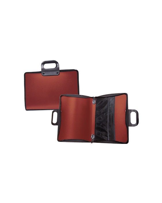 Cartera portadocumentos liderpapel roja con asa y cremallera 400x45x300 mm