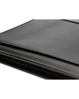 Carpeta portafolios q-connect cremallera 4 anillas 20 mm concalculadora con bolsa para movil color negro 260x355 mm