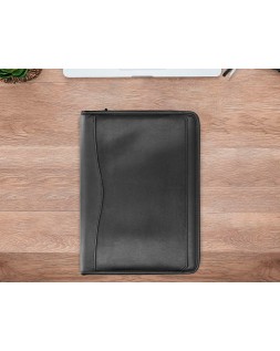 Carpeta portafolios q-connect cremallera 4 anillas 20 mm concalculadora con bolsa para movil color negro 260x355 mm