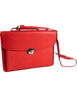 Cartera portadocumentos q-connect con correa cierre metalico y departamentos interiores color rojo 390x280