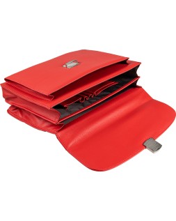 Cartera portadocumentos q-connect con correa cierre metalico y departamentos interiores color rojo 390x280