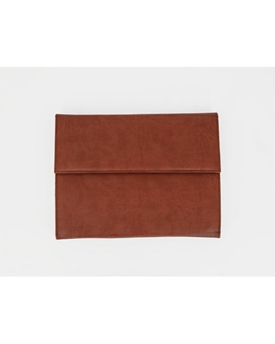 Carpeta portadocumentos q-connect artesania piel sintetica doble cierre iman color cuero 260x235x35 mm