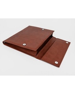 Carpeta portadocumentos q-connect artesania piel sintetica doble cierre iman color cuero 260x235x35 mm