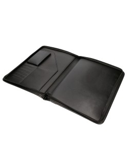Carpeta portafolios q-connect cremallera con bolsa para movil y tarjetero color negro 260x355 mm