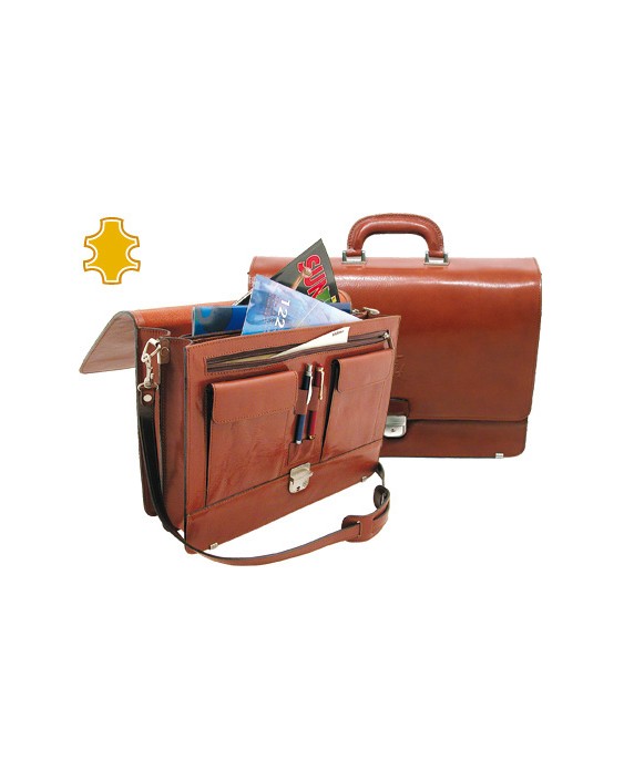 Cartera portafolios q-connect artesania de piel con broche 403x300x105 mm fabricada en ubrique