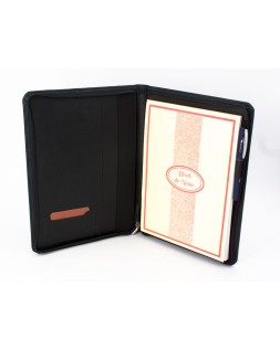 Carpeta portafolios q-connect artesania a4 similpiel negro cremallera y dptos. 332x262x30 mm fabricada en ubrique